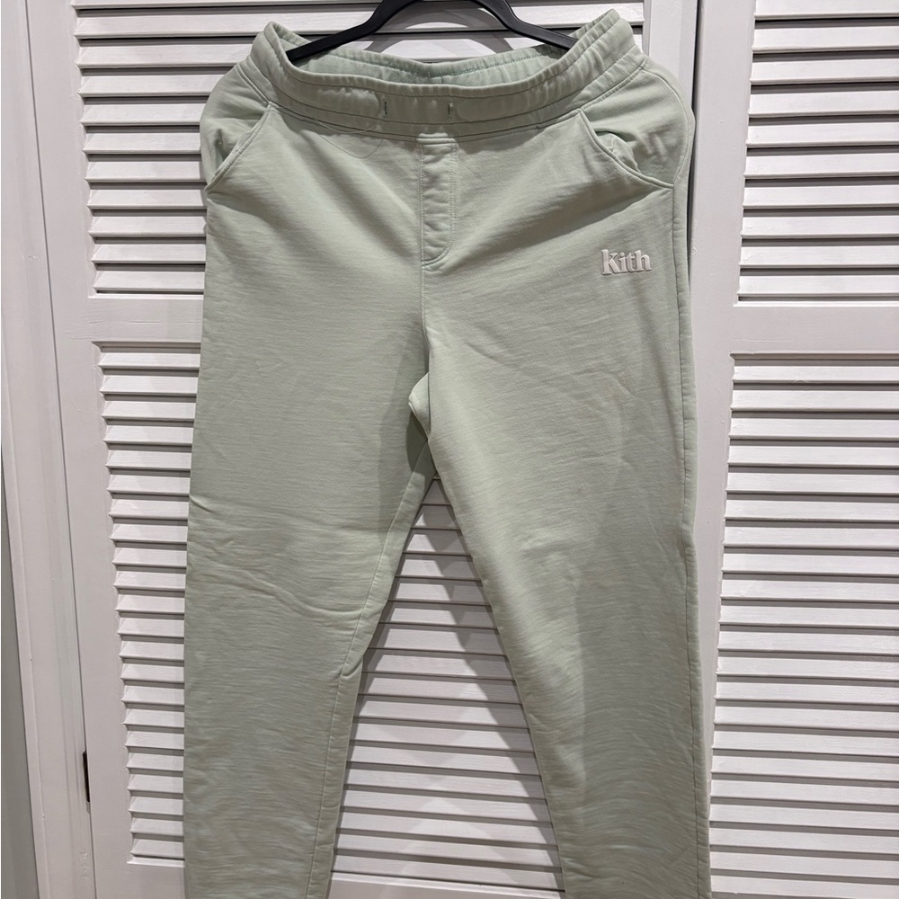 Kith Men’s Sage Green Sweatpants with Embroidered Logo